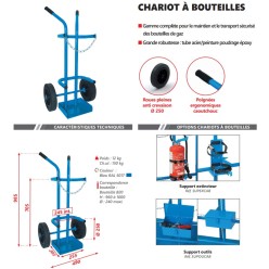 Chariot DE MANUTENTION POUR 1 bouteille GAZ B20 490 x 985 MM