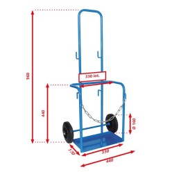 CHARIOT DE MANUTENTION PORTE BOUTEILLE GAZ OXYGENE BOUTEILLE Ø325