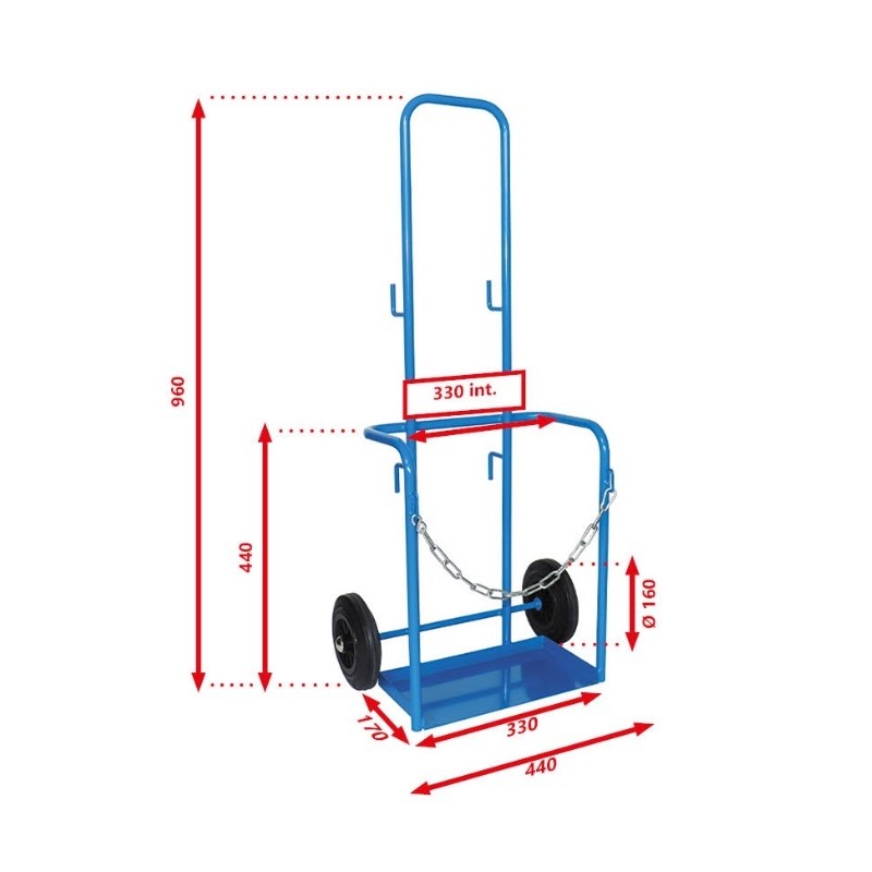 CHARIOT DE MANUTENTION PORTE BOUTEILLE GAZ OXYGENE BOUTEILLE Ø325