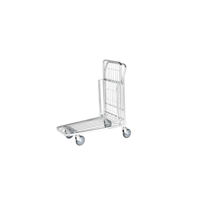 Chariot en fil d'acier pour magasin- Force 300 kg plateau supérieur rabattable Chariot en fil d'acier pour magasin- Force 300 kg plateau supérieur rabattable