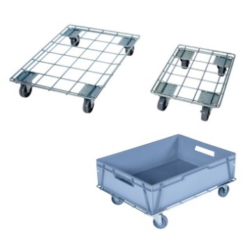 PLATEAU ROULANT porte bac FIL ELECTROZINGUE 600X400 MM CHARGE 400 KG