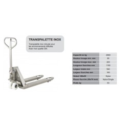 Transpalette manuel en INOX 304 2T5