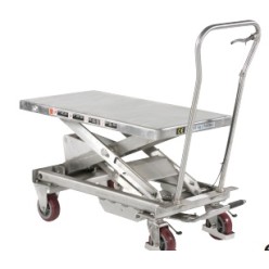 TABLE ELEVATRICE MOBILE ALUMINIUM INOX 1010X520 MM CHARGE 300 KG POUR LE PHARMACEUTIQUE