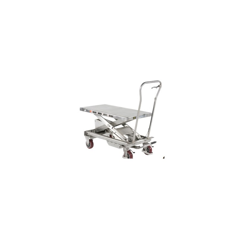 TABLE ELEVATRICE MOBILE ALUMINIUM INOX 1010X520 MM CHARGE 300 KG POUR LE PHARMACEUTIQUE