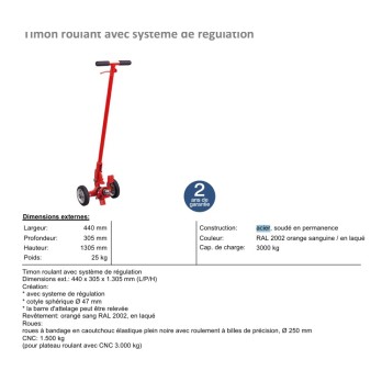 Timon roulant avec système de régulation 3T