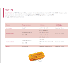 boitier enregistreur pendant le transport de chocs de température d'humidité de pression et de luminosité MSR 175