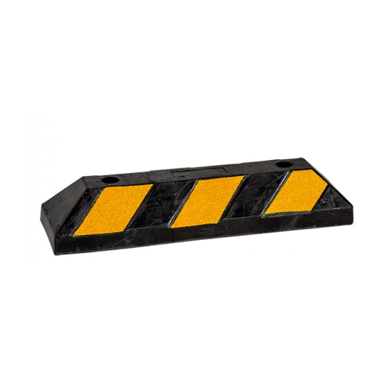 BUTÉE PARKING 550X150X100 mm caoutchouc noir avec bandes jaunes