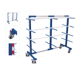 Chariot de rayonnage cantilever mobile double face