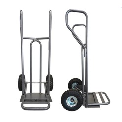 Diable Chariot double pelle repliable roues gonflées charge 250 kg