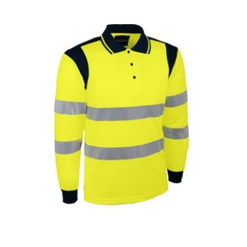 Polo de travail manches longues haute visibilité PUNTO orange PUNTA JAUNE