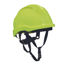 Casque de sécurité avec mentonnière ventilé haute visibilité jaune fluo