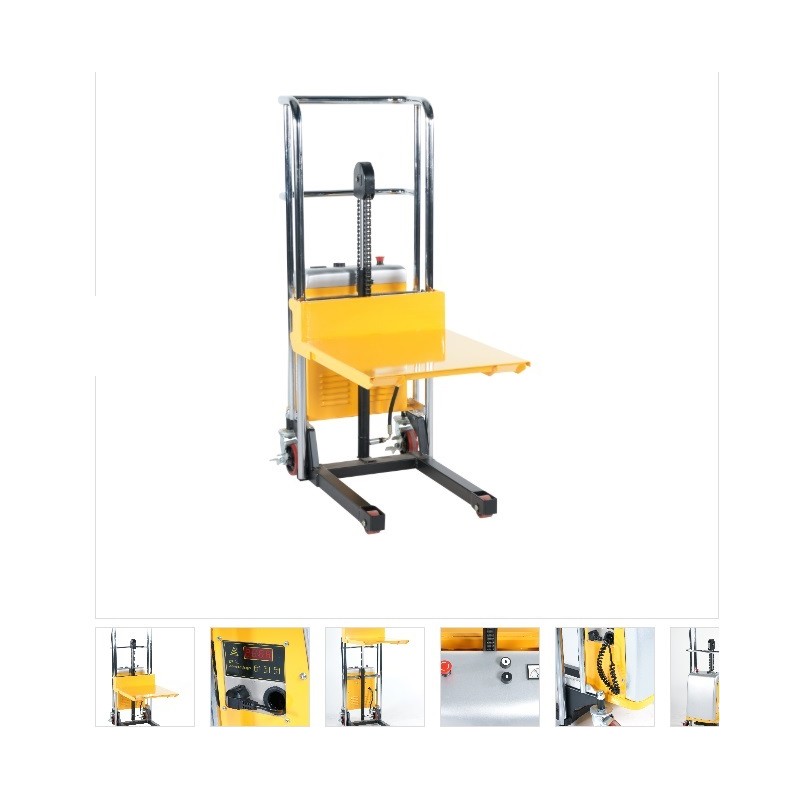 Mini Gerbeur electrique hauteur de levée 1500 mm charge 400 kg avec plateau Mini Gerbeur electrique hauteur de levée 1500 mm charge 400 kg avec plateau
