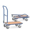 Chariot à dossier rabattable en acier plateau bois 720x450 mm charge 250 kg Chariot à dossier rabattable en acier plateau bois 720x450 mm charge 250 kg