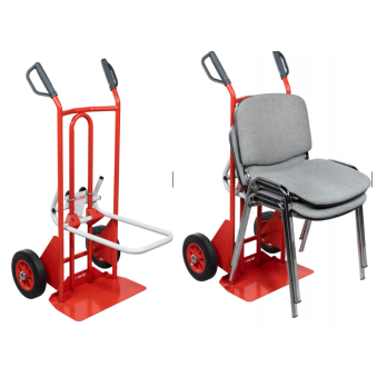 Diable porte-chaises bavette réglable poignées à garde roues CC 25