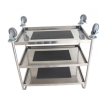 Servante Chariot à roulettes en inox avec 3 tablettes 435x755 mm Servante Chariot à roulettes en inox avec 3 tablettes 435x755 mm