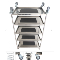 Chariot inox 5 plateaux - Manutention et stockage inox 304
