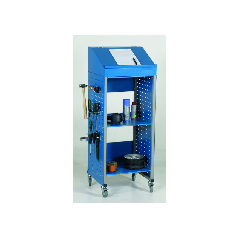 Pupitre d'atelier mobile avec panneaux perforés 490x445x1310 mm Pupitre d'atelier mobile avec panneaux perforés 490x445x1310 mm