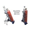 Diable porte 2 bouteilles avec béquille escamotable 2 roues charge 200 kg Diable porte 2 bouteilles avec béquille escamotable 2 roues charge 200 kg
