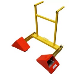 Cale de roue double à roulettes pour chargement des semi-remorques à quai ou en latéral