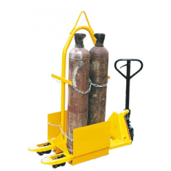 chariot à fourches pour le transport de 2 bouteilles diamètre 250 mm de propane pour manutention au transpalette