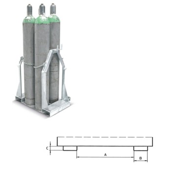 Chariot Palette pour 4 bouteilles de gaz SFP 4 diamètre 250 mm galvanisé à chaud