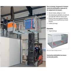 chariot grillagé palette BOX GRILLAGÉ DE TRANSPORT ENFOURCHABLE POUR MATÉRIAUX