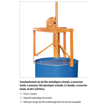 GRIFFE A FUT METAL A BONDE 60 A 200 LITRES ET PLASTIQUES