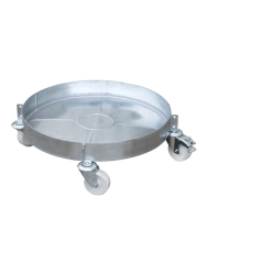 PLATEAU ROULANT TAMBOUR ROND PORTE FUT ACIER GALVANISE
