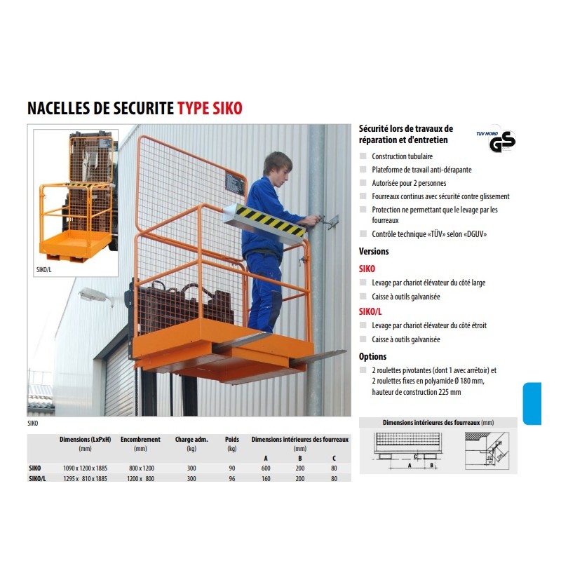 NACELLE DE SECURITE TRAVAUX REPARATION ENTRETIEN GRANDE HAUTEUR SUR CHARIOT ELEVATEUR NACELLE DE SECURITE TRAVAUX REPARATION ENTRETIEN GRANDE HAUTEUR SUR CHARIOT ELEVATEUR