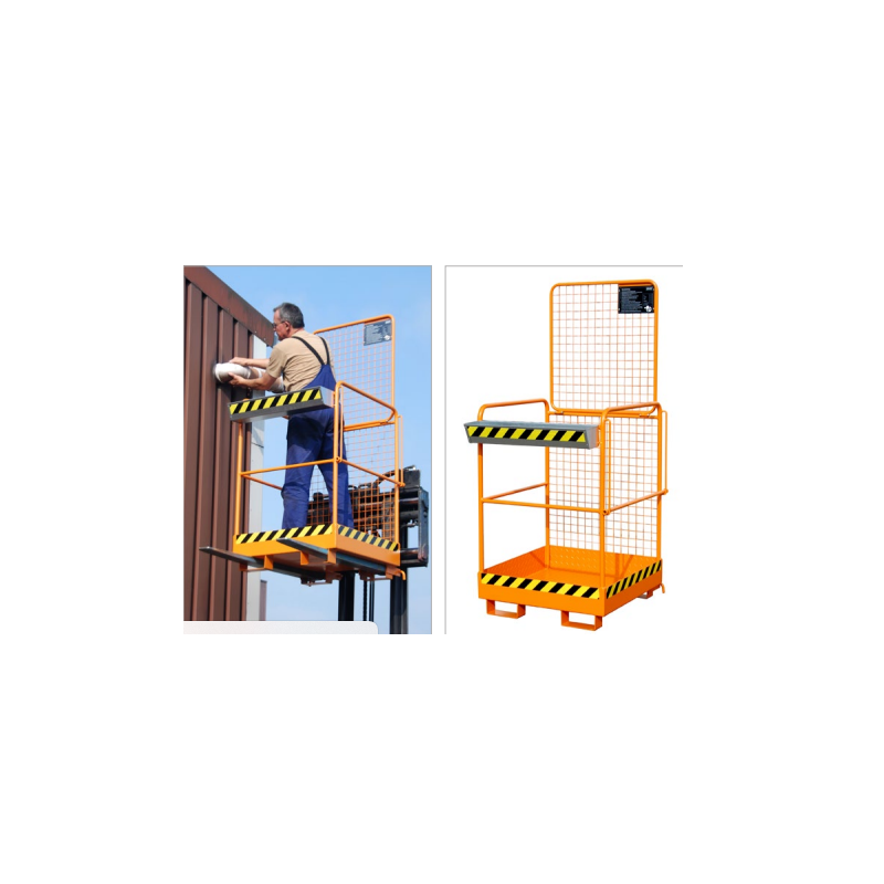 Nacelle compacte 1 personne pour travaux en hauteur fourches chariot élévateur Nacelle compacte 1 personne pour travaux en hauteur fourches chariot élévateur