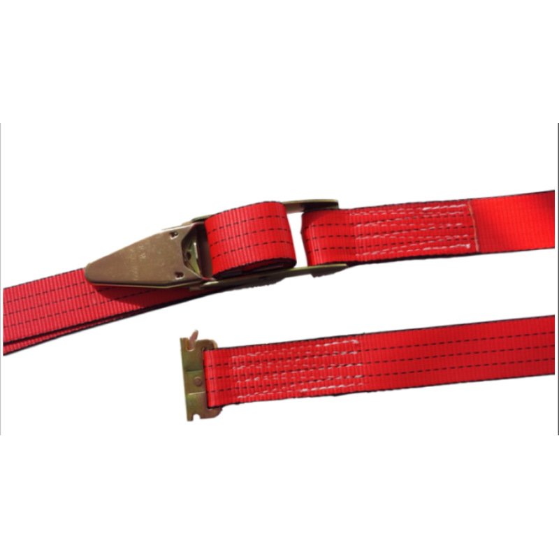 Sangle d'arrimage pour rail fourgon tendeur à levier longueur 5M00 et ancrages clips pour rail