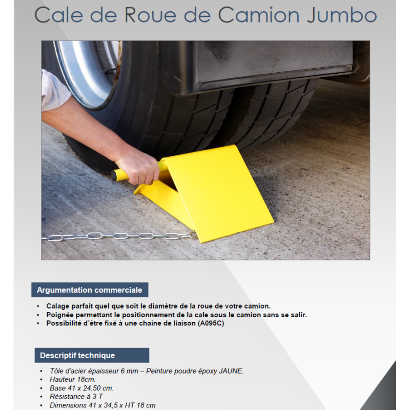 Cale De Roue Camion 5000 Kg - Norme DIN 76051-E46 Avec Support