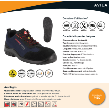 Chaussures basses de sécurité AVILA ESD