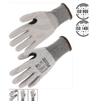 Gants de protection travail PEHD Coupure D Paume enduite PU Jauge 13 Avec renfort nitrile PHD335PUR