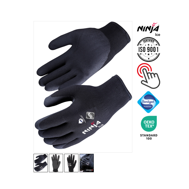 Gants de manutention NINJA chauffeur hiver fourrés noirs  Ninja NI00