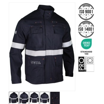 Veste de travail multi-risques carbone retardateur de flammes bandes rétro reflechissantes VALPAR