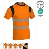 T SHIRT ORANGE  haute visibilité léger polyester et coton bandes rétro-réfléchissantes