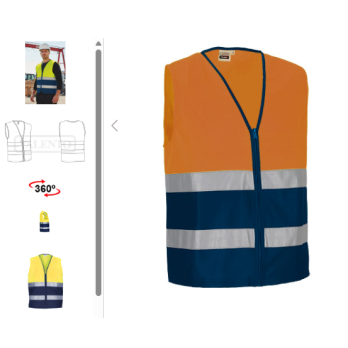 Gilet de travail haute visibilité léger JAUNE ou Orange PALMER FERMETURE ZIP
