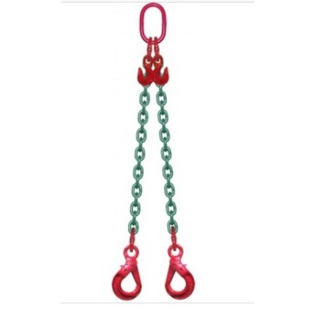 Elingue chaine 2 brins réglable crochets verrouillage automatique 1600 Kg Longueur 1M80