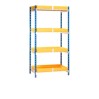 Rayonnage léger Largeur 1290 mm Avec 4 bacs de rétention Rayonnage léger Largeur 1290 mm Avec 4 bacs de rétention