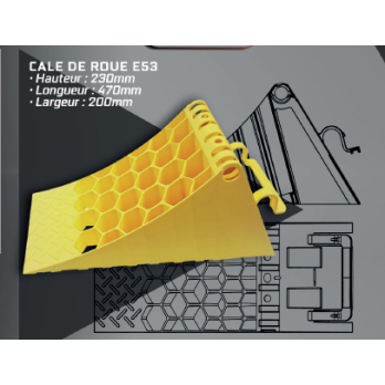 Cale de roue plastique Jaune 470x230x200 mm