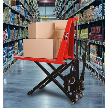 Transpalette haute levée électrique avec stabilisateurs 1500 kg HB1556EN hauteur 725 mm