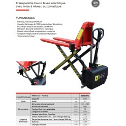 Transpalette électrique haute levée avec mise à niveau automatique de série 1500 KG JE5215NC
