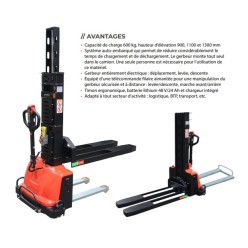 GERBEUR ELMECTRIQUE AUTO EMBARQUE DANS CAMION SANS HAYON CHARGE 600 KG