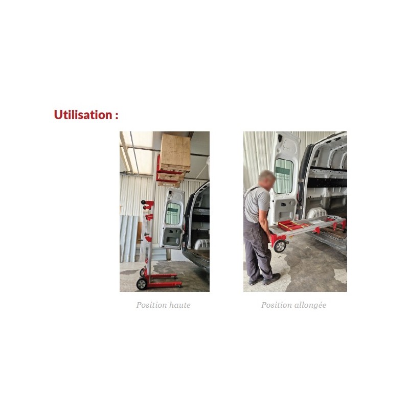 Gerbeur manuel embarqué pliant aluminium hauteur MAXI 2M50 charge 181 kg