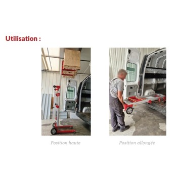 Gerbeur manuel embarqué pliant aluminium hauteur MAXI 2M50 charge 181 kg
