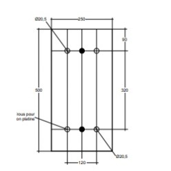 Platines de fixation pour paire de butoirs de quai camion en caoutchouc 250x500x100 mm