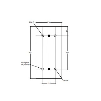 Platines de fixation pour paire de butoirs de quai camion en caoutchouc 250x500x100 mm