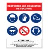 PANNEAU RESPECTEZ LES CONSIGNES DE SECURITE 460X320 MM PICTOS