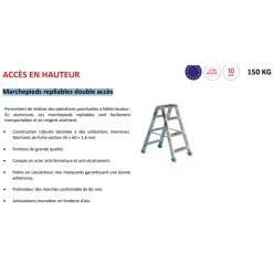 Marchepied aluminium 4 marches pliant double accès capacité 150 kg professionnel